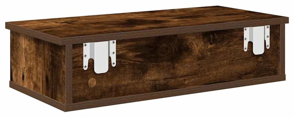 Falipolc fiókokkal füstölt tölgy 60x28x15 cm műszaki fa