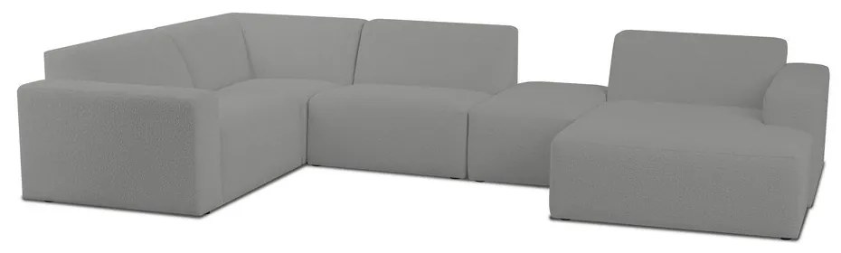 Szürke buklé sarokkanapé (U alakú) Roxy – Scandic