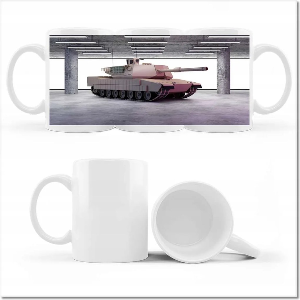 Nyomott mintás bögre Nehéz tank a parkolóban