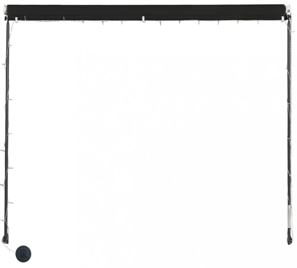 feltekerhető antracitszürke napellenző LED-del 350 x 150 cm
