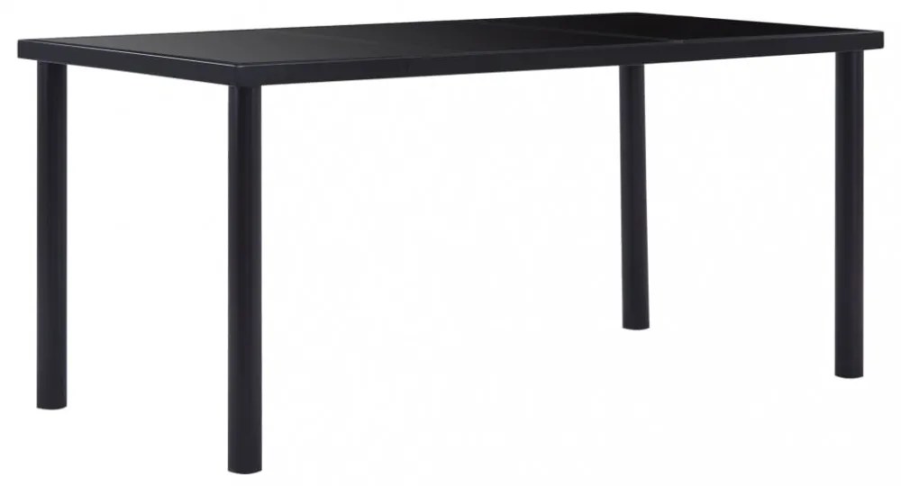 fekete edzett üveg étkezőasztal 160 x 80 x 75 cm