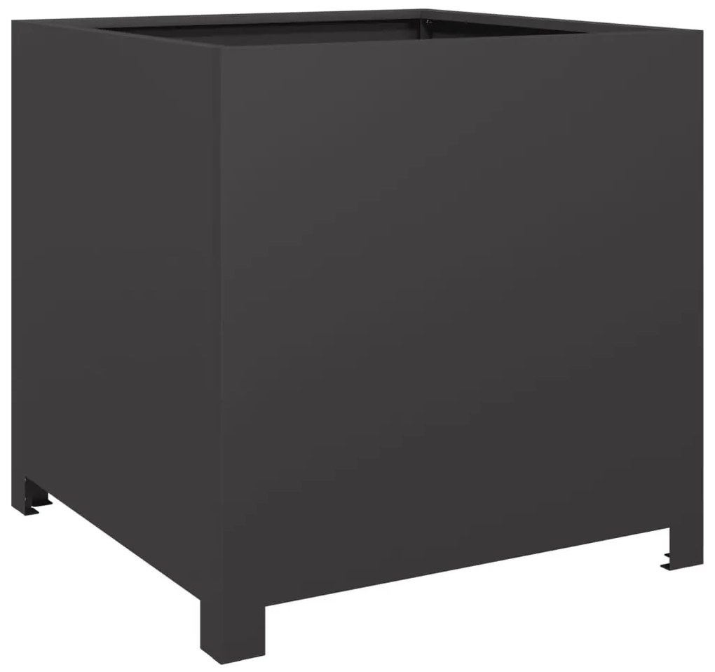 fekete acél kerti virágtartó 50 x 50 x 50 cm