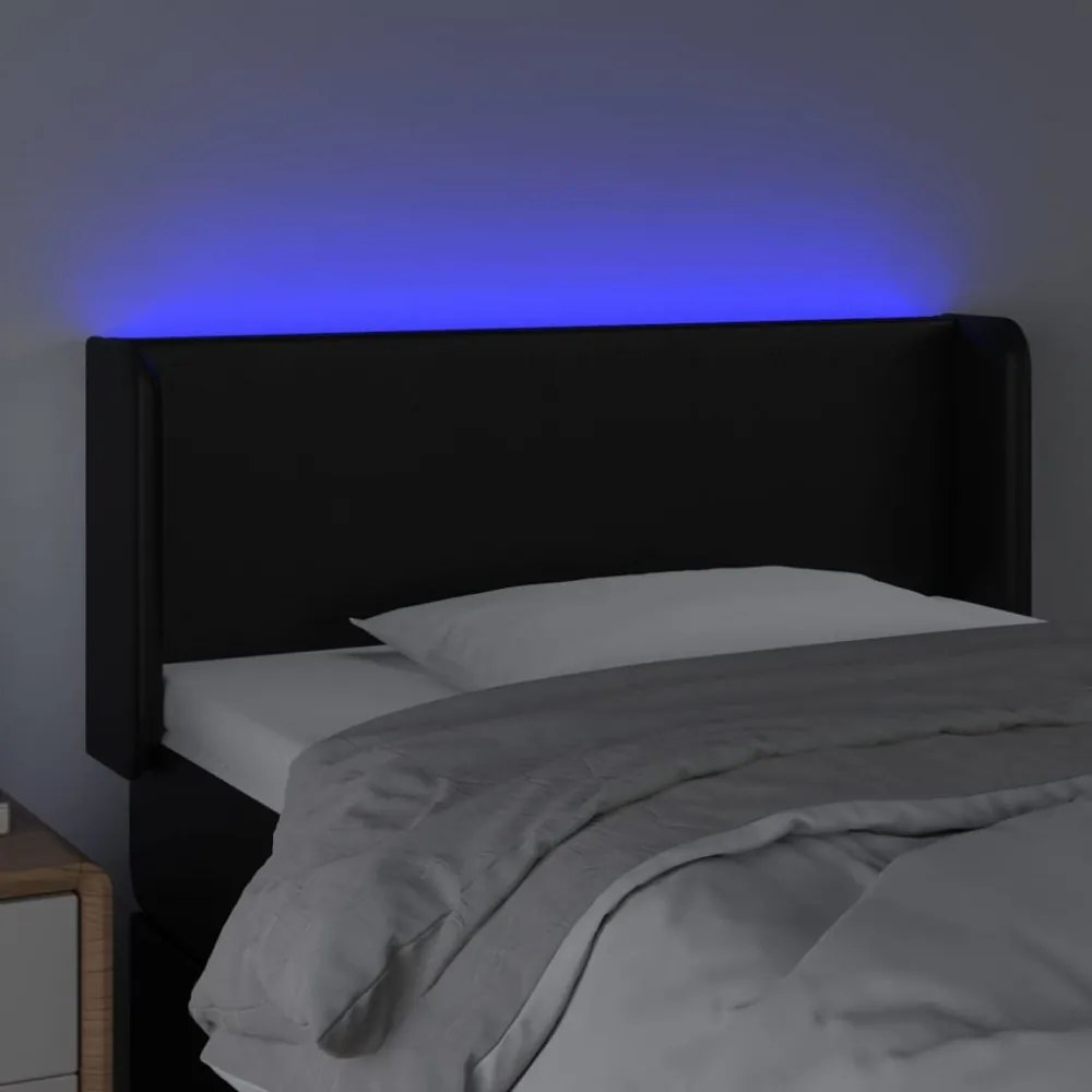 fekete műbőr LED-es fejtámla 83 x 16 x 78/88 cm