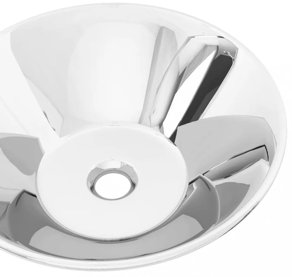 Ezüstszínű kerámia mosdókagyló 42 x 14 cm