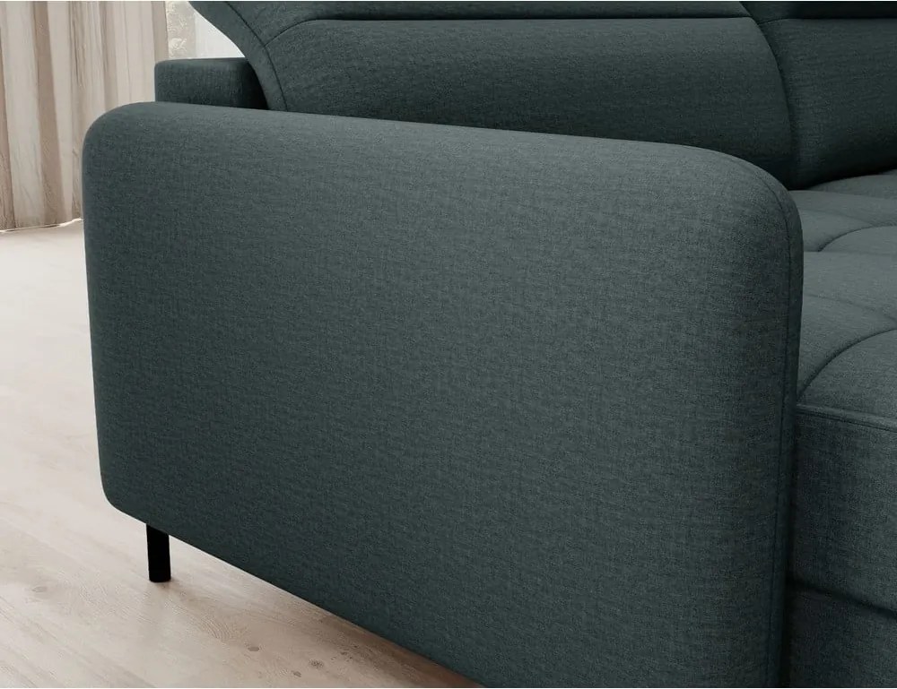 Zöld bársony kinyitható-tárolóhelyes sarokkanapé (jobb oldali-U alakú) Berrto – ELTAP