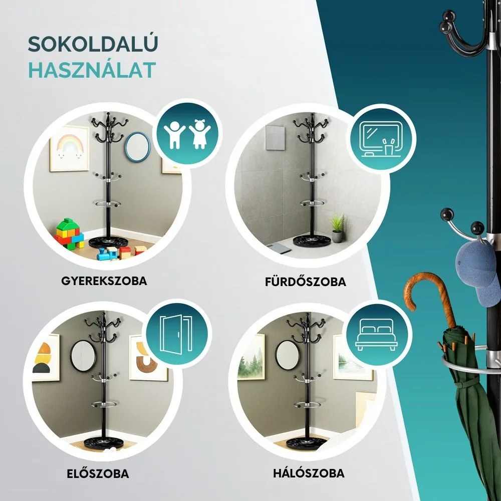 TENZY fogas márvány talapzattal, 37x173cm, fekete Casaria