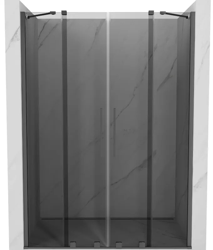 Mexen Velar Duo, tolózuhanyajtó nyitáshoz 160 cm, 8 mm szürke üveg, polírozott grafit, 871-160-000-42-95