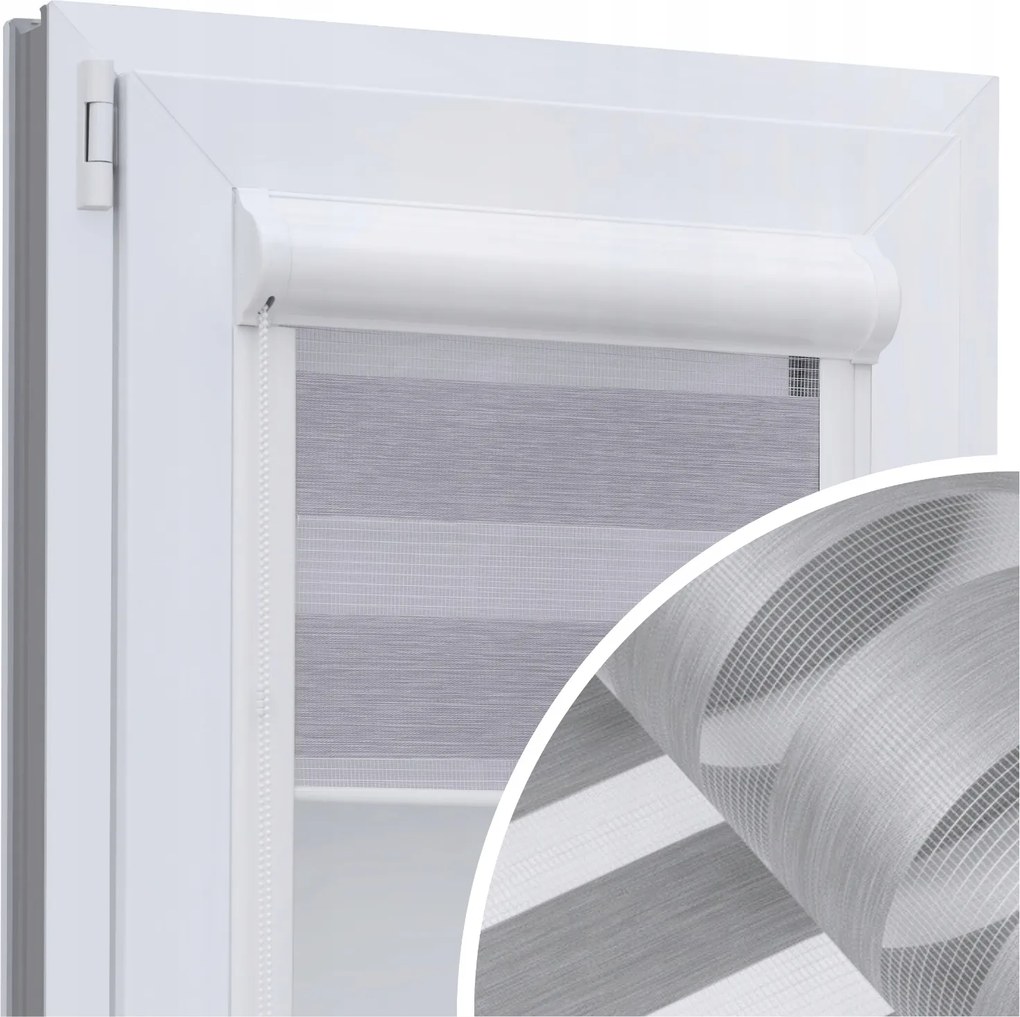 Roló Éjjel-Nappal Kazettás Vezetősínekkel 109x150 cm Szürke Rolók Méretre