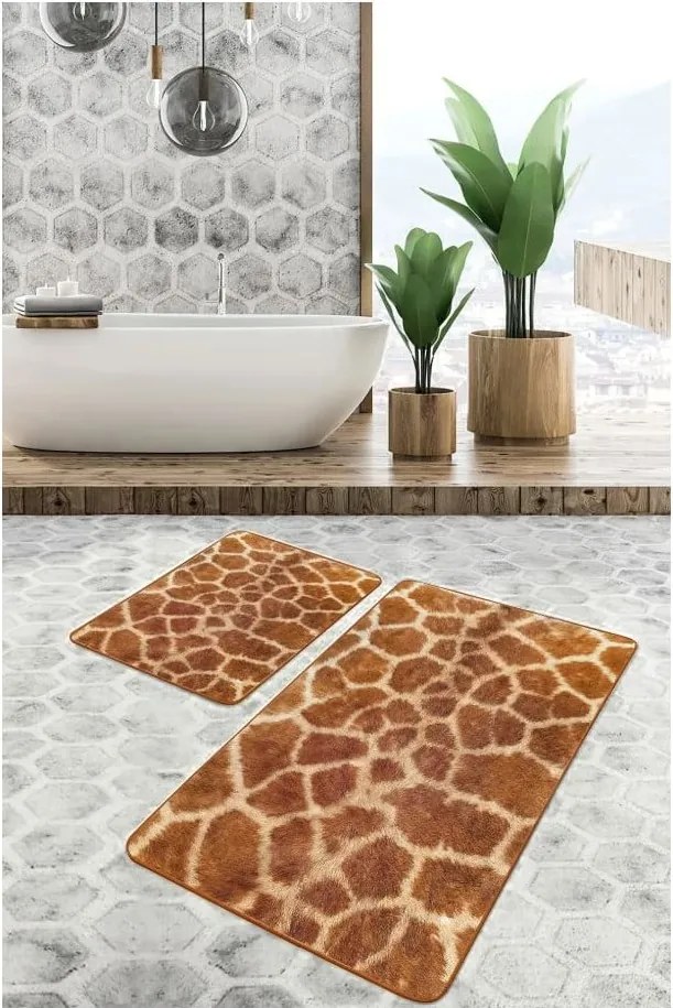 Barna bársony fürdőszobai kilépő szett 2 db-os 60x100 cm – Mila Home