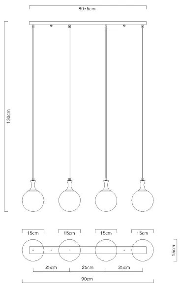 Globo 15885-4H - Csillár zsinóron DALTON 4xE27/10W/230V fekete