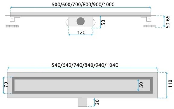 REA-G2562 - NEOX 70 cm lineáris lefolyó rozsdamentes acél/aranyszínű
