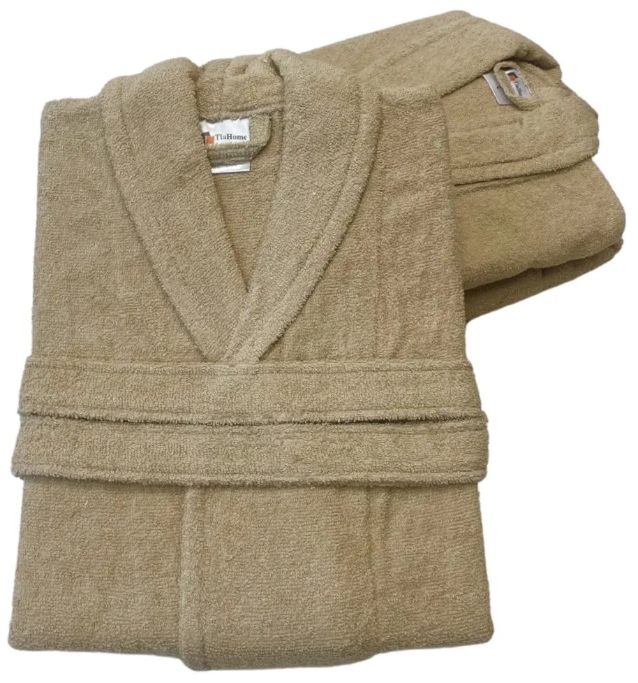 Frottír deluxe unisex fürdőköpeny Bézs TiaHome - XL