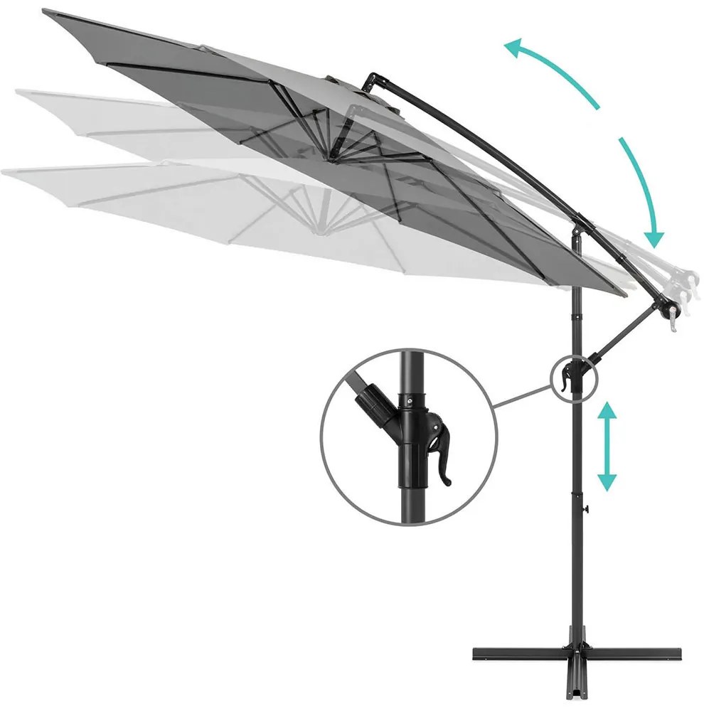 Függő napernyő 2,8 m, szürke