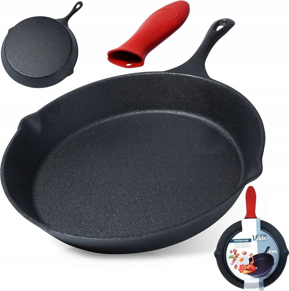 Öntöttvas indukciós gáz serpenyő szilikon rátéttel Tömör Vilde 30 cm