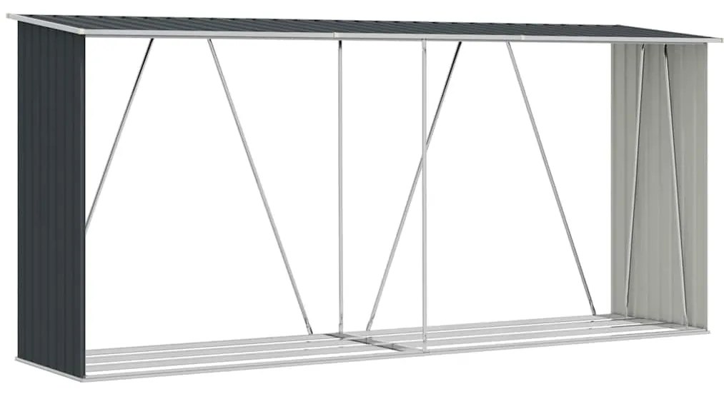 vidaXL antracit horganyzott acél kerti tűzifatároló 330 x 84 x 152 cm