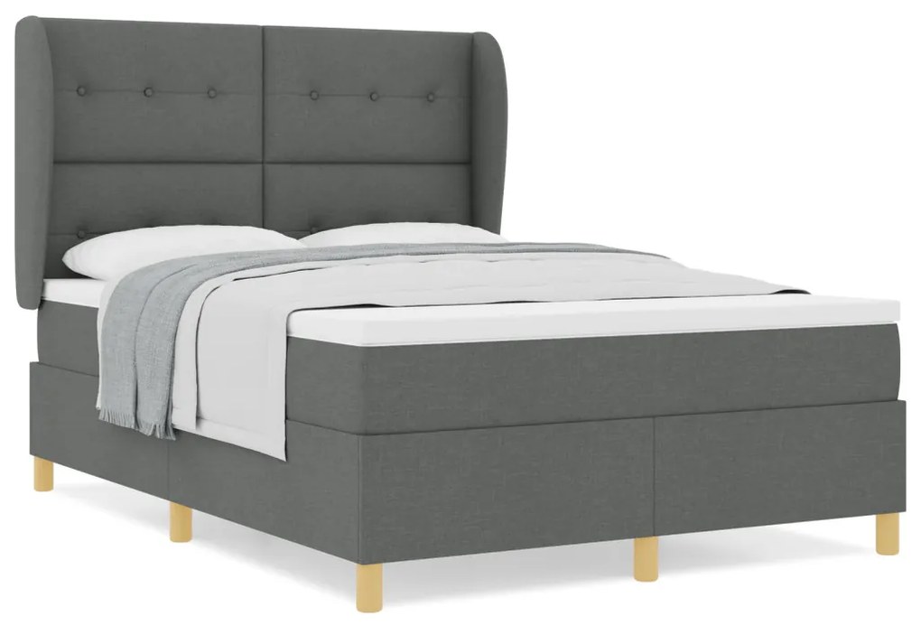 Boxspring Ágy Matracokkal Sötét Szürke 160x200 cm Szövet