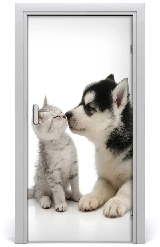 Poszter tapéta ajtóra Kutya és macska 75x205 cm