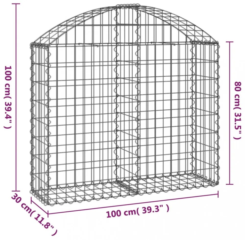 íves horganyzott vas gabion kosár 100x30x80/100 cm