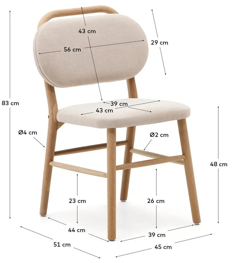 Bézs étkezőszék szett 2 db-os Helda – Kave Home