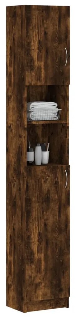 Füstös tölgy színű szerelt fa fürdőszobaszekrény 32x25,5x190 cm