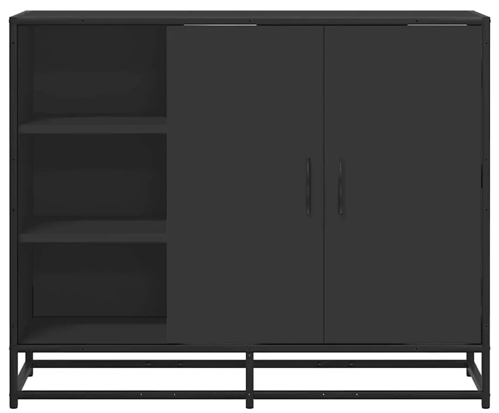Fekete szerelt fa tálalószekrény 92 x 35 x 76 cm