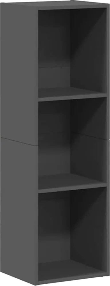 vidaXL magasfényű szürke szerelt fa könyv-/TV-szekrény 36x30x114 cm
