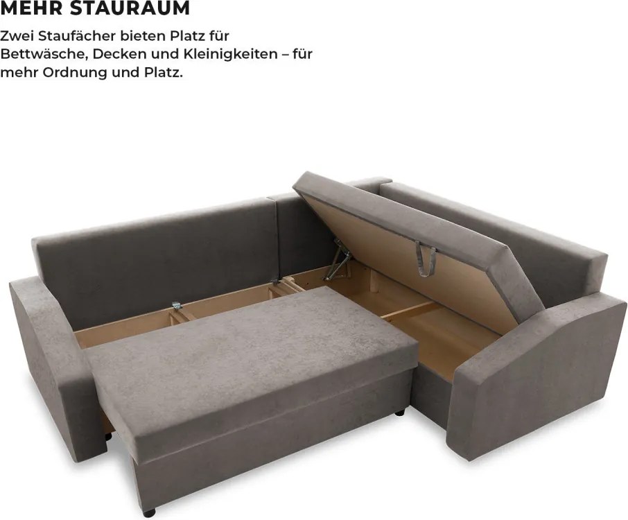 Grande Plus sarokkanapé, jobboldali, szövet anyag, szürke