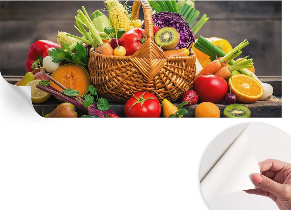 Mosható öntapadós fotótapéta étkezőbe Gyümölcsös gazdagság 250x104 cm