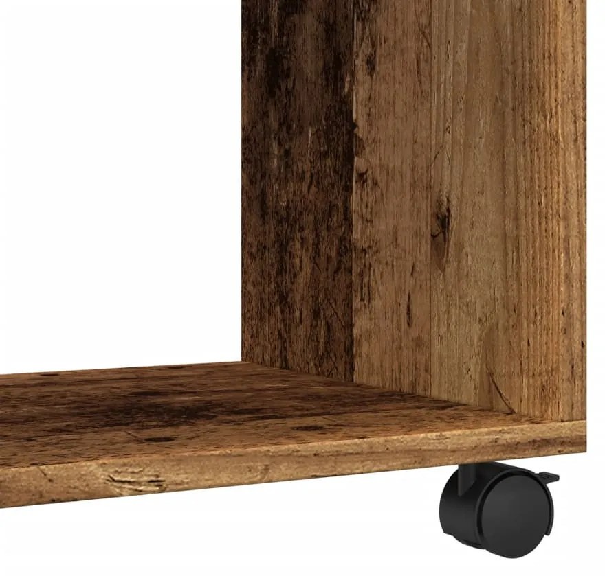antik fa színű szerelt fa görgős szekrény 72 x 33 x 42,5 cm