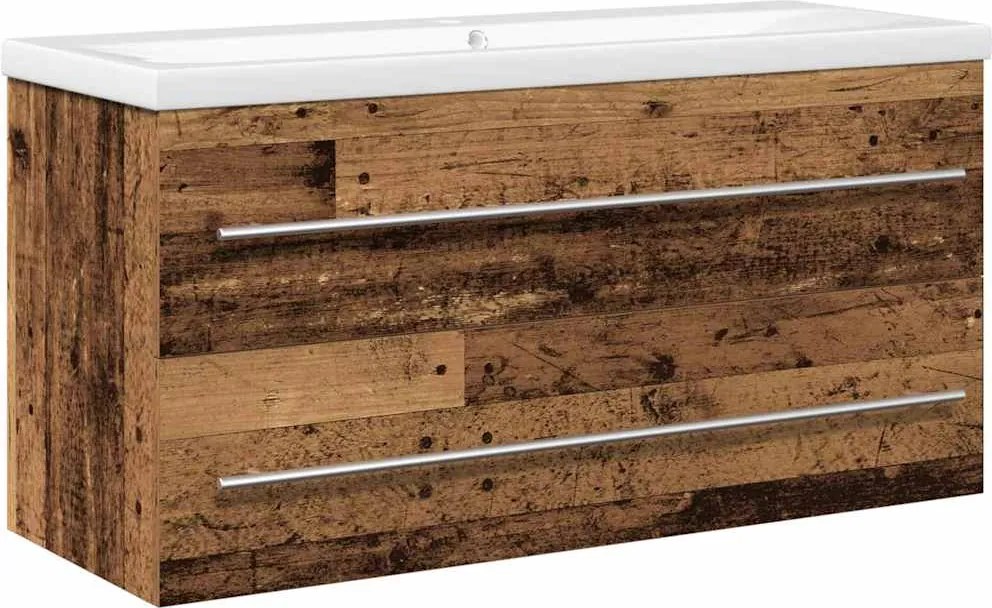 vidaXL Fürdőszobai mosdószekrény 2 pcs Öreg fa 100 x 38,5 x 48 cm