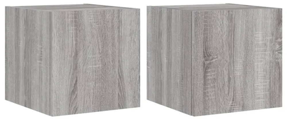2 db szürke sonoma fali TV-szekrény LED-ekkel 30,5x35x30 cm