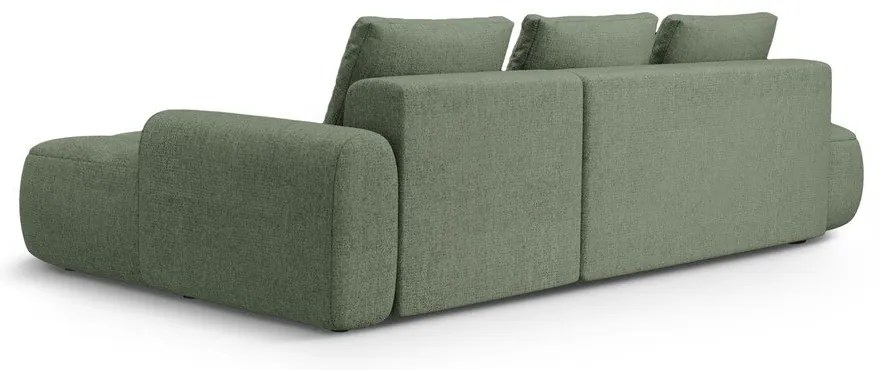 Zöld kinyitható-tárolóhelyes sarokkanapé (jobb oldali-heverő résszel) Linz – Cosmopolitan Design