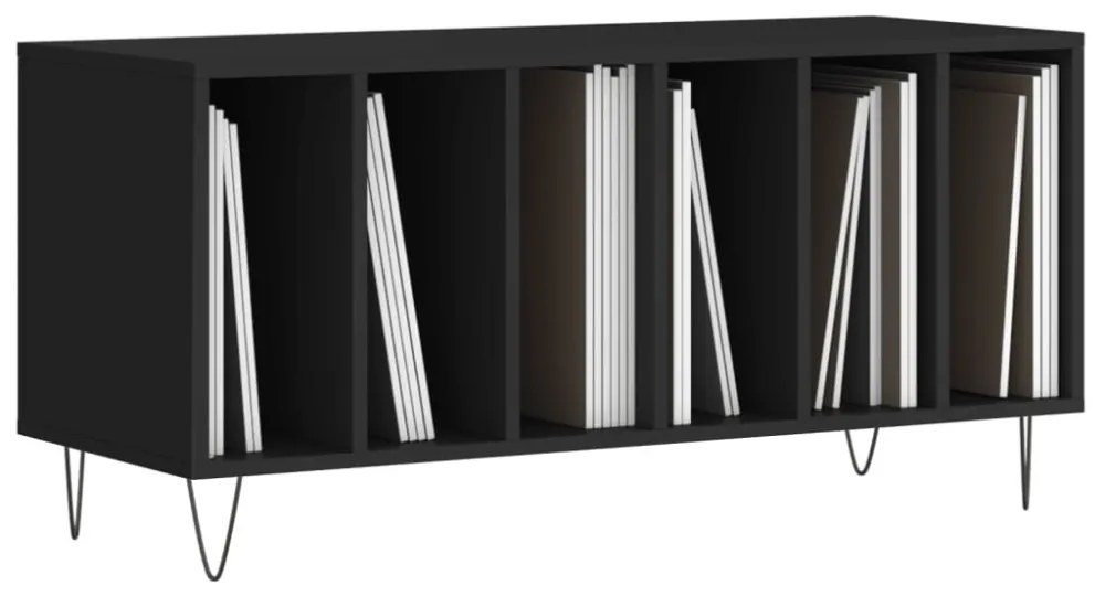 fekete szerelt fa hanglemezszekrény 100 x 38 x 48 cm