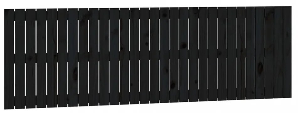 fekete tömör fenyőfa fali fejtámla 185x3x60 cm