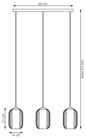 Csillár zsinóron VERDI 3xE27/15W/230V fekete/fehér