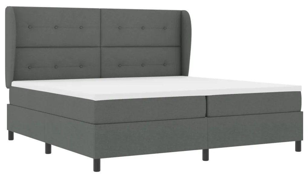 Boxspring Ágy Matrac nélkül Sötétszürke, 200x200 cm Szövet