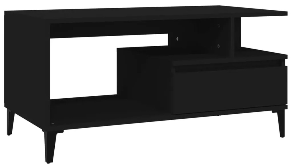 Fekete szerelt fa dohányzóasztal 90 x 49 x 45 cm