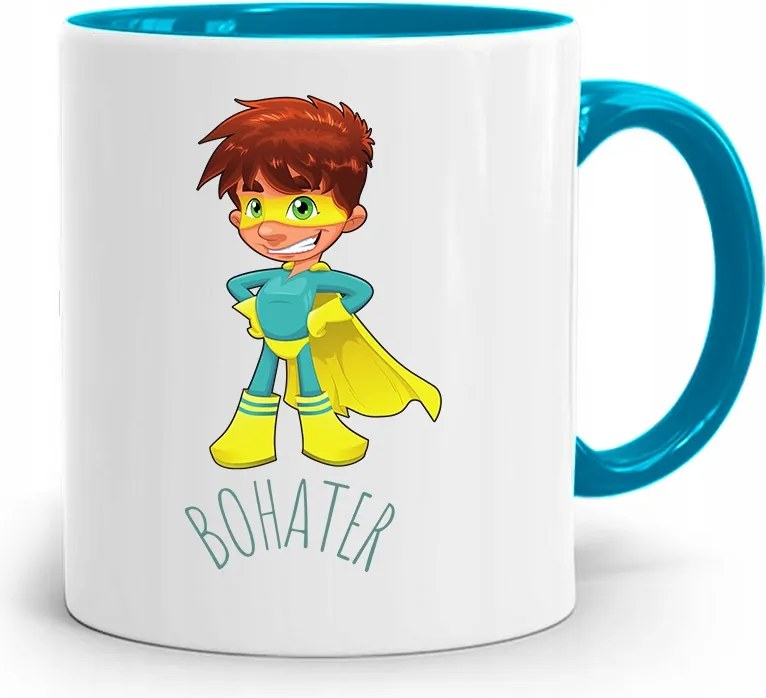 Kék Bögre Gyerekeknek Szuperhős +név nyomott mintával