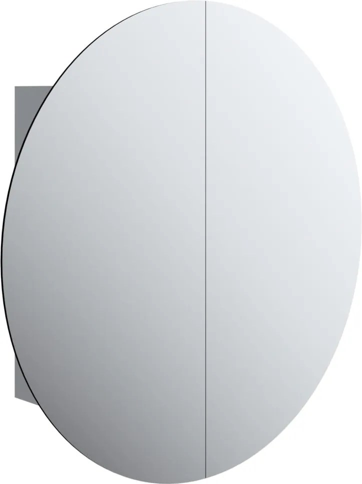 vidaXL szürke fürdőszobaszekrény kerek tükörrel/LED-del 54x54x17,5 cm