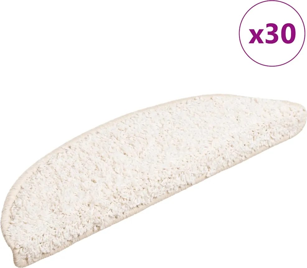 vidaXL 30 db fehér félkör alakú lépcsőszőnyeg 56 x 17 x 3 cm