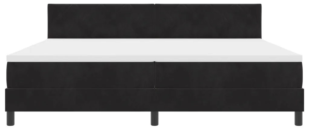 Boxspring Ágy Matrac & LED Fekete 200x200 cm Bársony