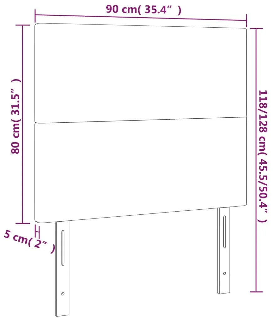 rózsaszín bársony LED-es fejtámla 90x5x118/128 cm