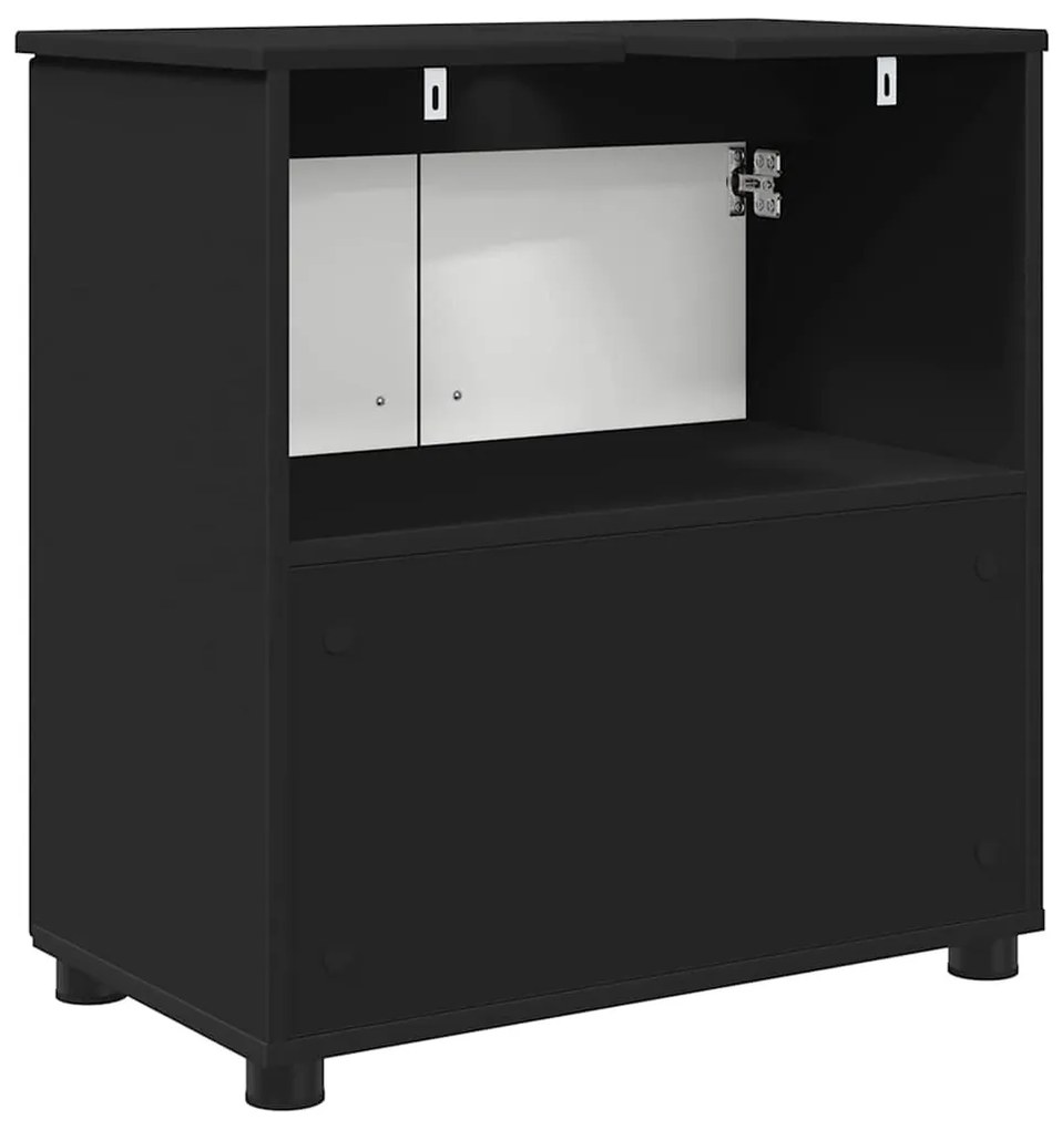 Fürdőszoba Székény polcokkal Fekete 61 x 35 x 64 cm Faanyag