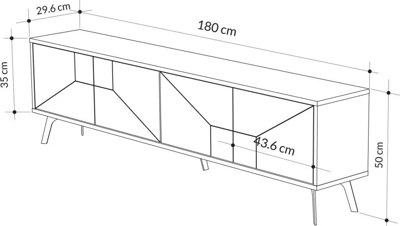 Dune TV-állvány, tölgy, 180 cm