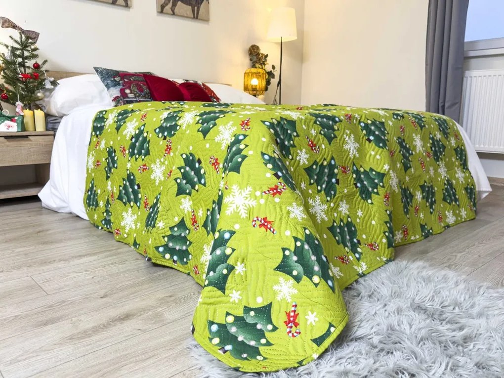 Ágytakaró CHRISTMAS TREE, zöld Méret: 170 x 210 cm