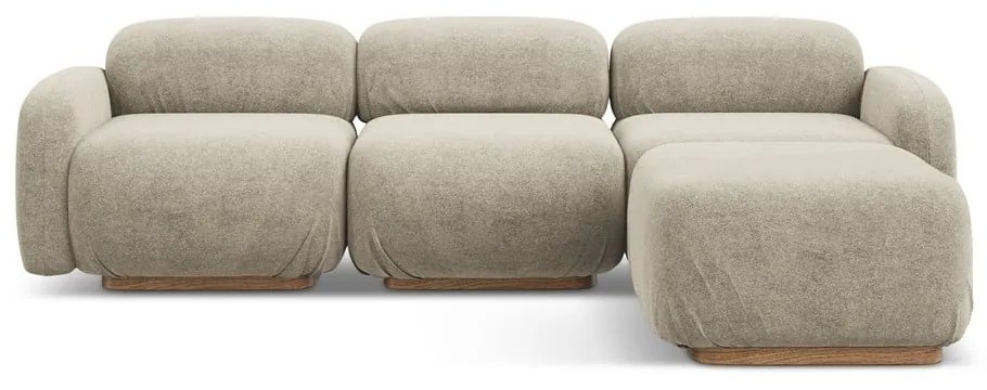 Bézs buklé moduláris sarokkanapé Ailani – Makamii