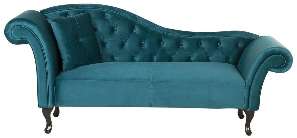 Chesterfield Stílusú Smaragdzöld Elegáns Bársony Dívány Bal Oldali LATTES Beliani