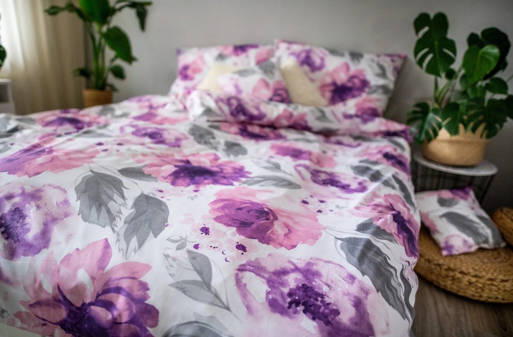 3 db pamut szatén lepedő Peony 200x140cm+90x70cm TiaHome