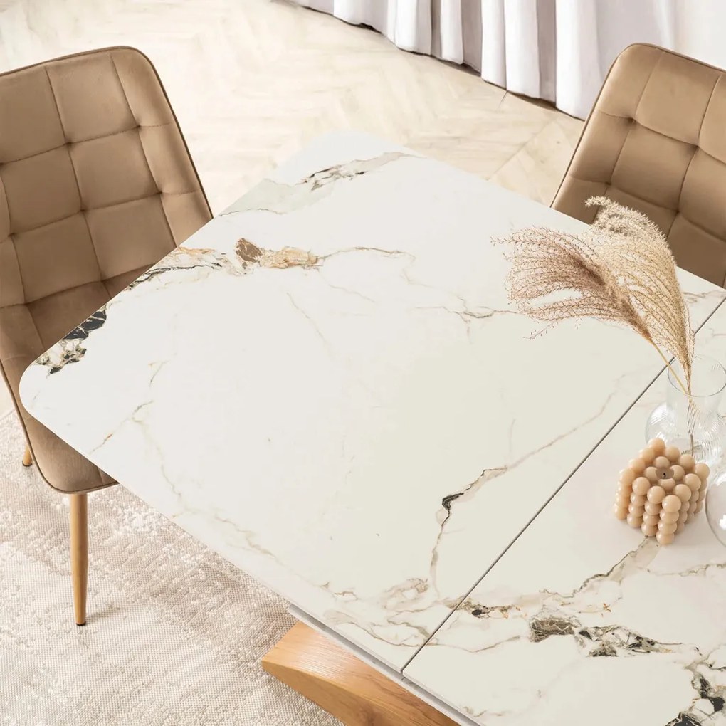 Bővíthető Márványhatású Kerámia Étkezőasztal. ALICANTE 160-200 cm