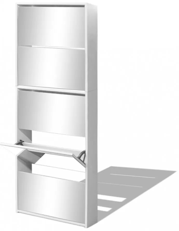 fehér 5 szintes tükrös cipőszekrény 63 x 17 x 169,5 cm